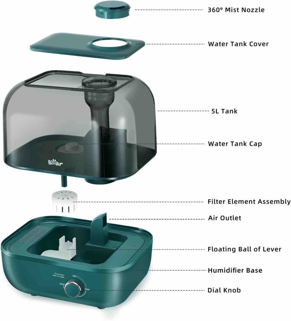 Humidificador con boquilla de vapor ajustable