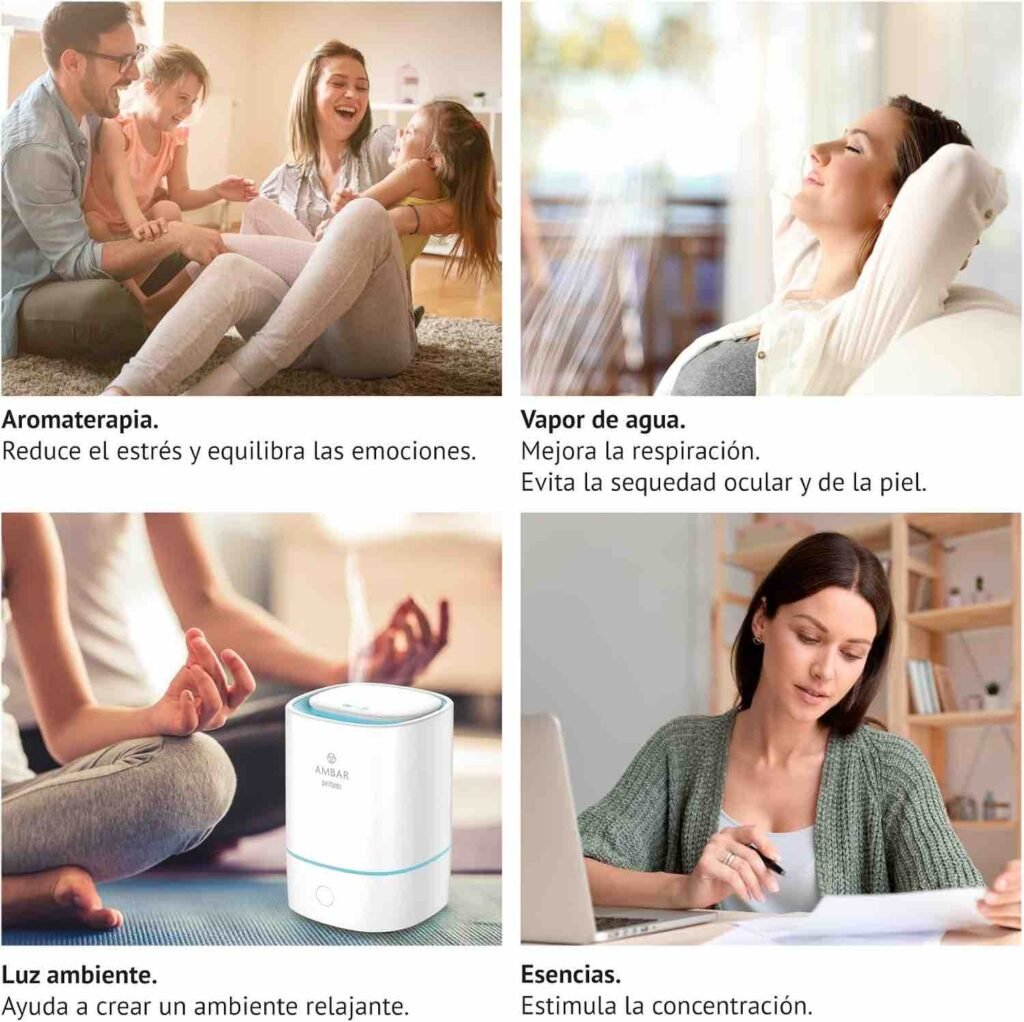 Humidificador con luz LED relajante