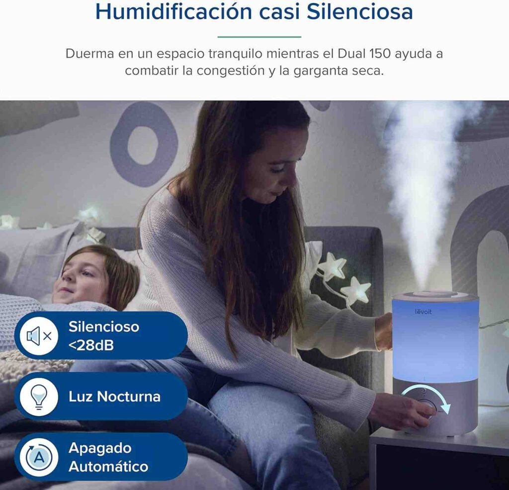 Humidificador LEVOIT con luz cálida para relajación